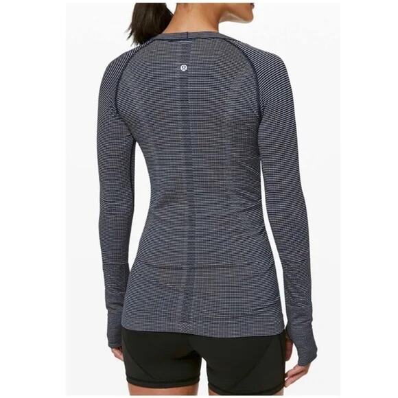 Lululemon Swiftly Tech True Navy White Long Sleeve Crew Shirt 2.0 Race Length 6 - Picture 2 of 10